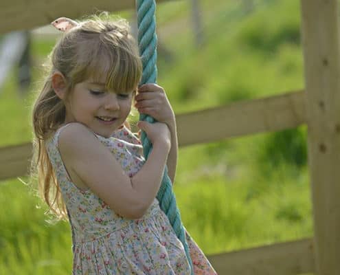 Rope swing in play area at Brownscombe