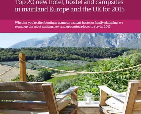 An image of The Guardian's '2015 top 20 new places to stay' article featuring Brownscombe Luxury Glamping