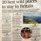 An article from 'Times2', featuring Brownscombe as one of the best wild places to stay in Britain