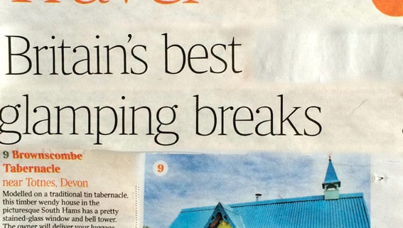 A picture of the Brownscombe Tabernacle in The Times' best glamping breaks 2015 feature