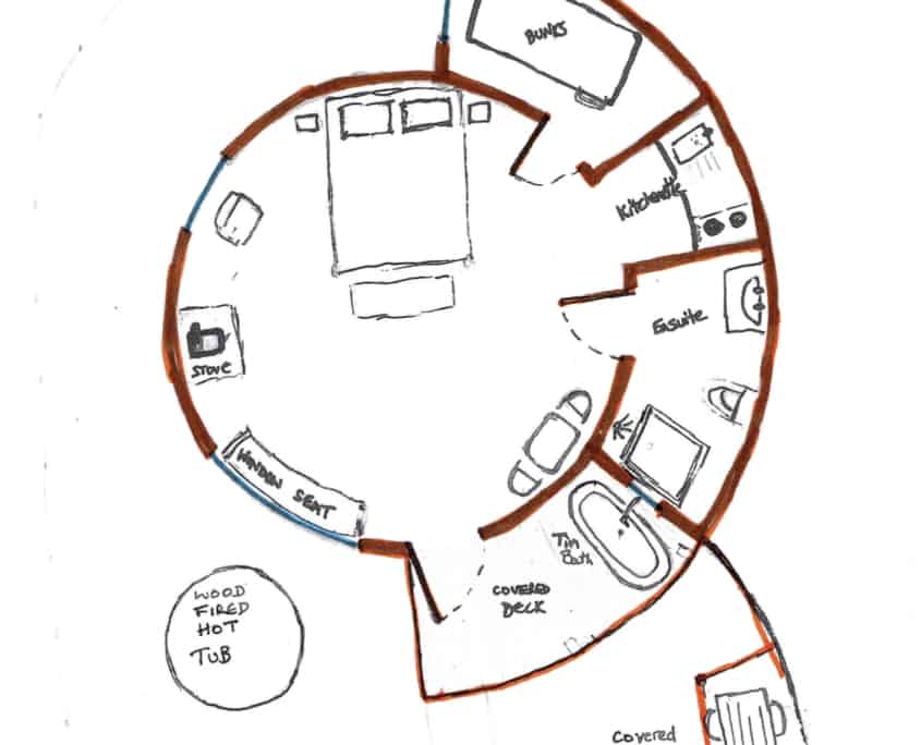 Plan of the Roundhouse at Brownscombe Luxury Glamping