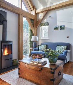 The beautiful living room inside Brownscombe Cottage